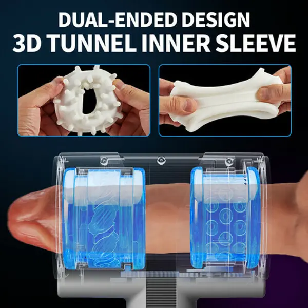 Handheld Blowjob Masturbator 7 Vibration 5 Rotation Expansion Dual-ended Vibrator Cup