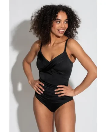 Cuba Ruched Tummy Control Swimsuit - Black