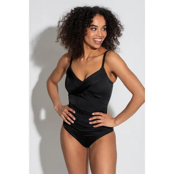 Cuba Ruched Tummy Control Swimsuit - Black