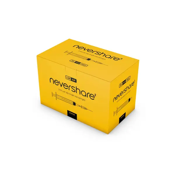 Nevershare 2ml Luer Slip Yellow Syringes