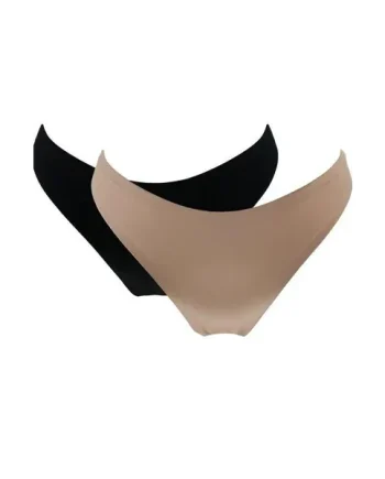 Effortless No VPL Invisible Thong 2 Pack - Black/Toffee