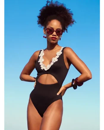 Mykonos ribbed flower swimsuit