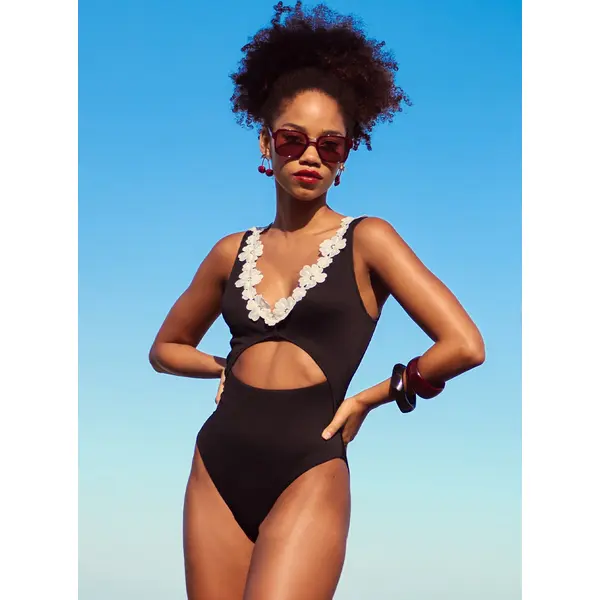 Mykonos ribbed flower swimsuit
