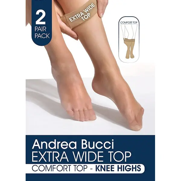 Andrea Bucci Extra Wide Comfort Top Sheer Knee Highs 2PP
