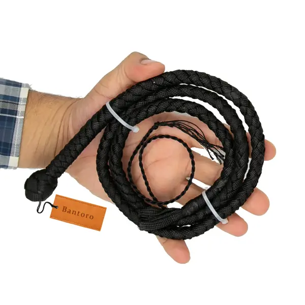 3ft Black Mini Whip (Mini Pocket Whip) – Compact Paracord Whip with Leather Core