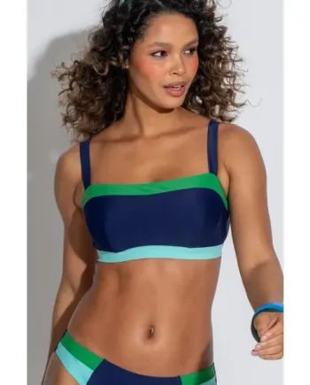 Palm Springs Hidden Underwired Cami Bikini Top - Navy/Green