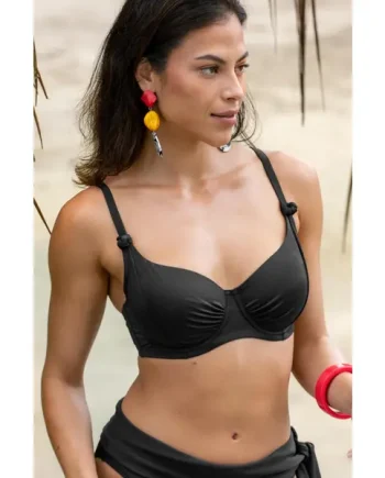 St Kitts Non-Padded Underwired Bikini Top - Black