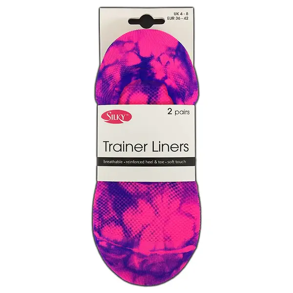 Silky Tie Dye Trainer Liners 2 Pair Pack