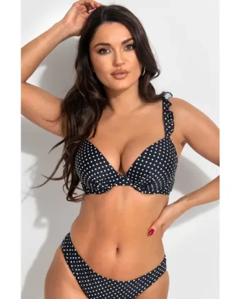 Sicily Underwired Push-Up Padded Bikini Top - Black/White
