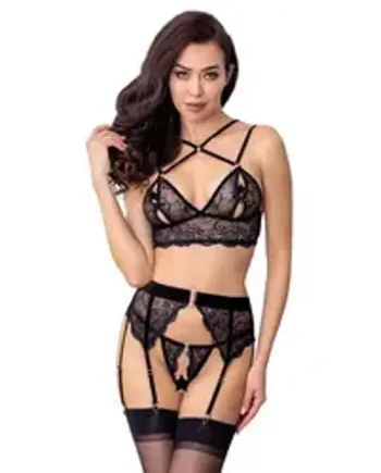 Abierta Fina Lacey Open Suspender Set
