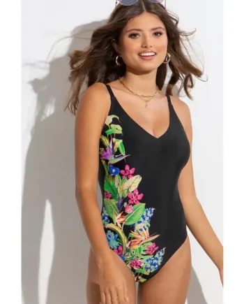 St Lucia Scoop Neck Tummy Control Swimsuit - Tropical