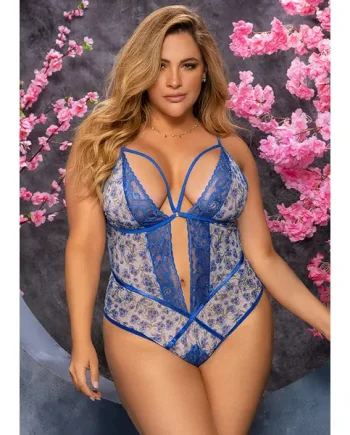 Mapale Blossom Crotchless Teddy Plus Size