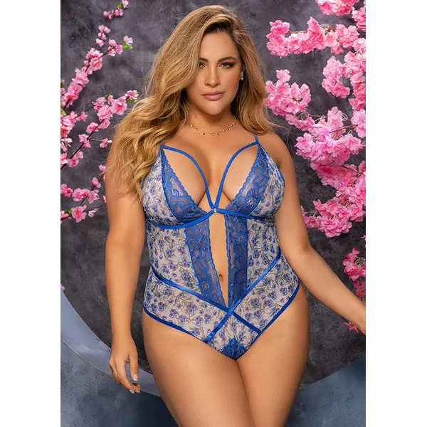 Mapale Blossom Crotchless Teddy Plus Size