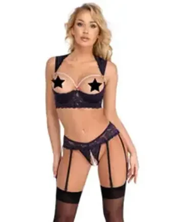 Cupless and Crotchless Bra Set