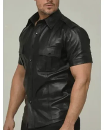 Leather Police Uniform Style Shirt