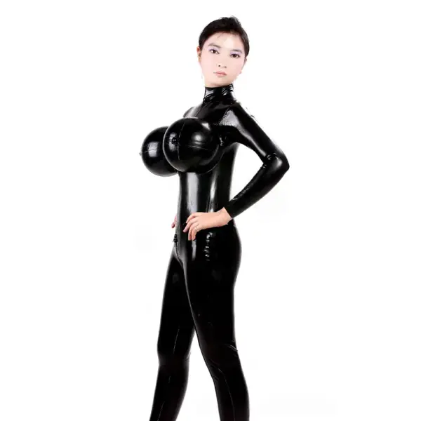 Latex Unisex Boobilicious Inflatable Boobs Catsuit