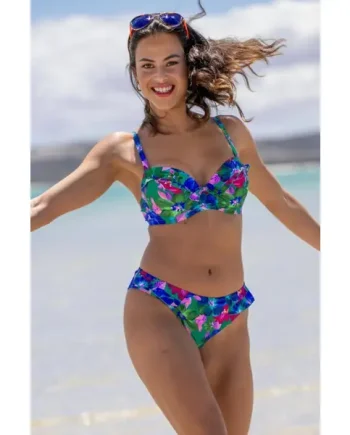 Getaway Padded Convertible Bikini Top - Green Floral