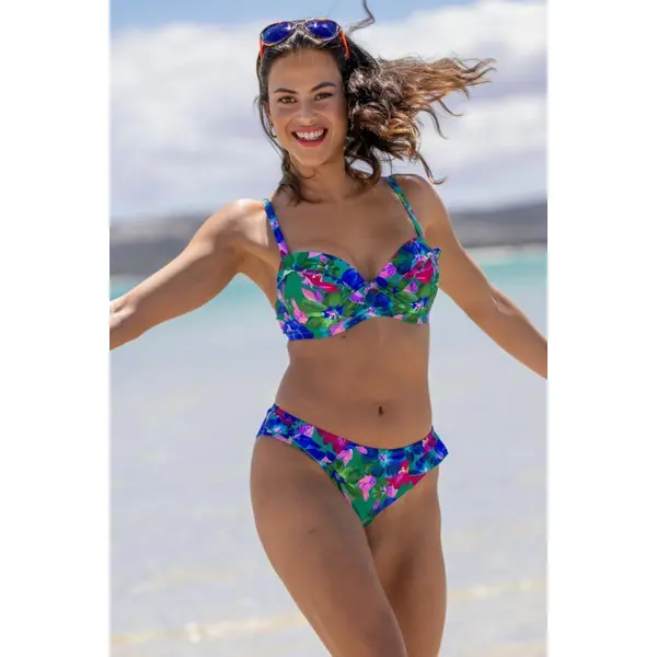 Getaway Padded Convertible Bikini Top - Green Floral