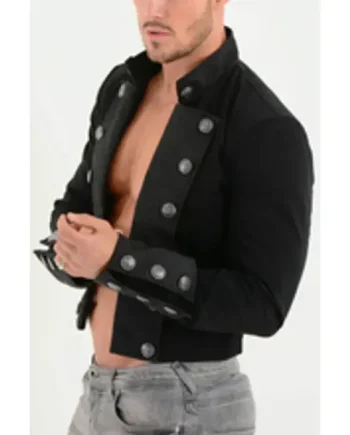 Men's Jacket Cropped Top Black Cotton Spencer jacket