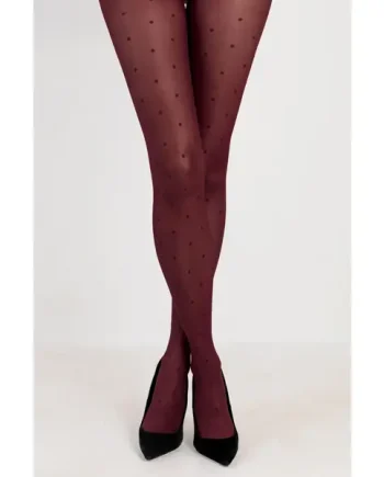 Polka Dot Luxe Pattern Tights - Burgundy