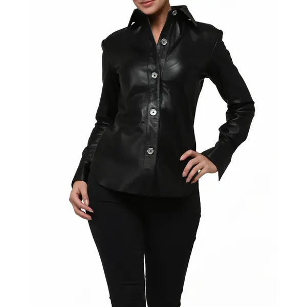 Premium Leather Shirt Long Sleeve