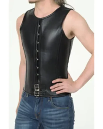 Overbust Steel Boned Leather Men's Corset