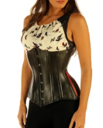 Black And Red Leather Corset 1836 Underbust