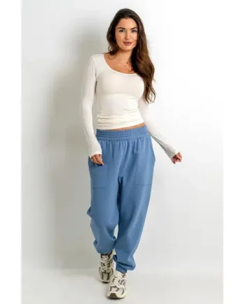 The Softest Off Duty Cuffed Jogger - Light Blue
