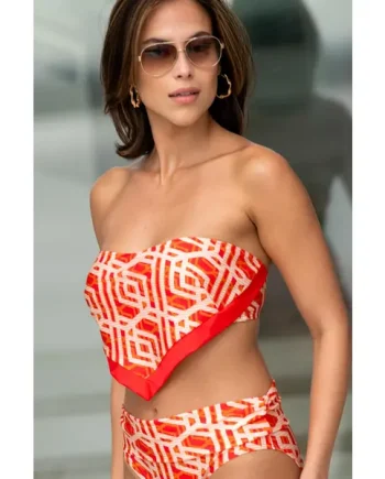 Casablanca Underwired Strapless Scarf Bikini Top - Orange