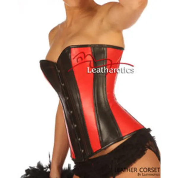 Red and Black Overbust Leather Corset