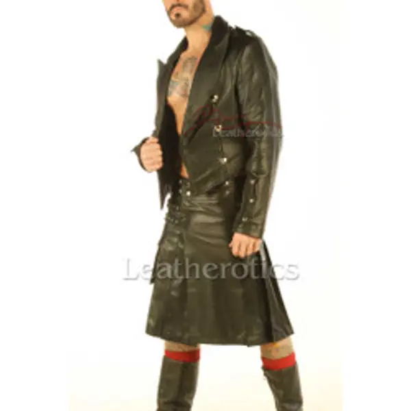 Soft Supple Leather Made Kilt Pleated KILT1