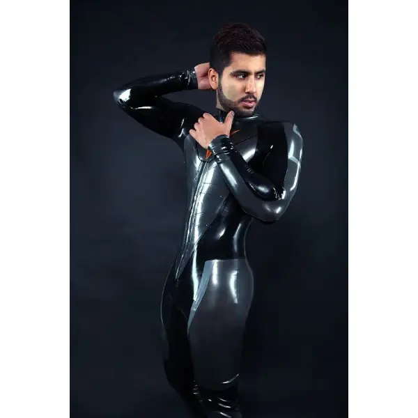 Latex Mens R-100X Motorcycle Racing Rubber Catsuit