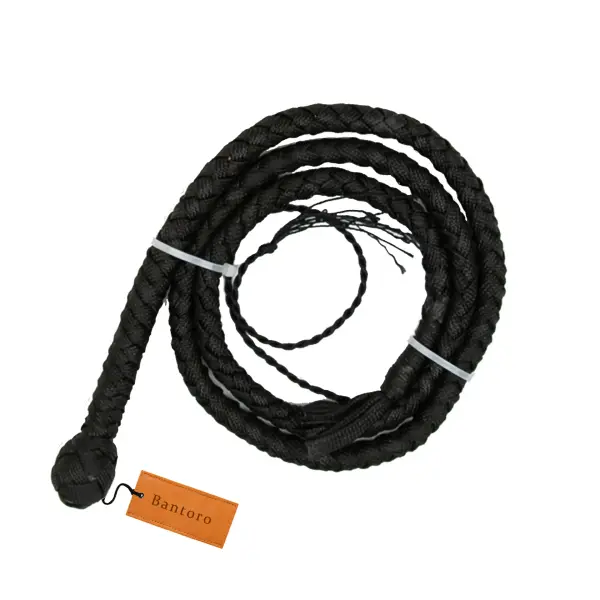 3ft Black Mini Whip (Mini Pocket Whip) – Compact Paracord Whip with Leather Core