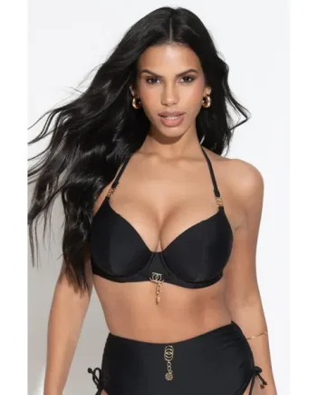 St Barts Underwired Lightly Padded Bikini Top - Black