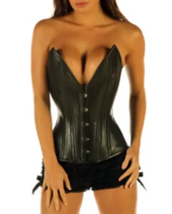 Leather Corset Double Boned Cleavage Enhancer
