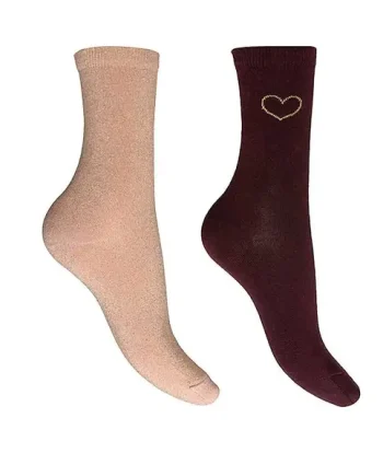 Charnos All Over Sparkle and Heart Socks Wine 2 Pair Pack