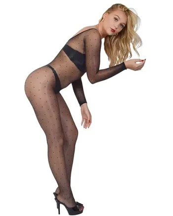 Pearl And Poseidon Marisol Polka Dot Gloss Crotchless Full Bodystocking