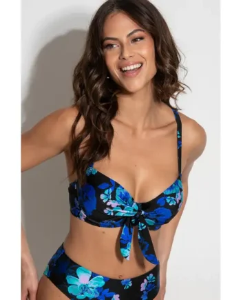 Portofino Underwired Padded Bikini Top - Black Floral