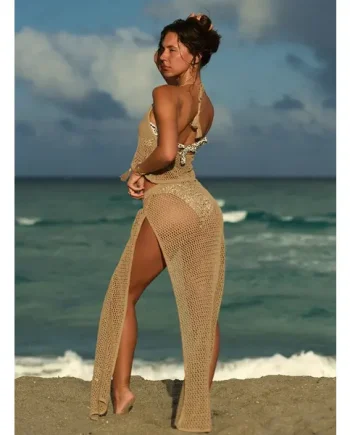 Knitted side split beach skirt