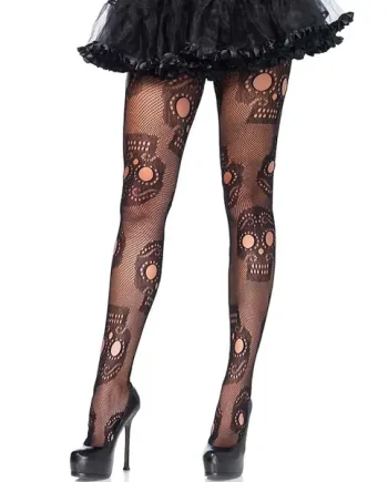 Leg Avenue Sugar Skull Fishnet Tights