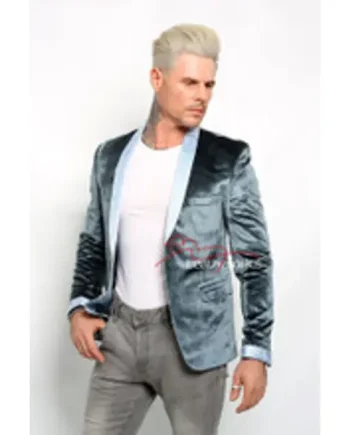 Men's Blue Velvet Blazer Vintage Jacket Top