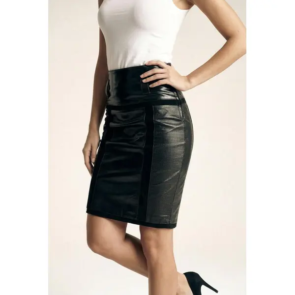 Leather perforated skirt
