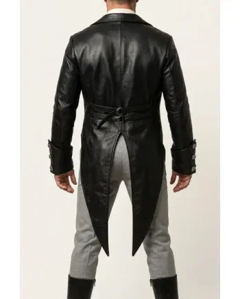 Mens Full Grain Leather Tailcoat Gothic Steampunk Morning Dress Suit Coat STPGL ARISAN