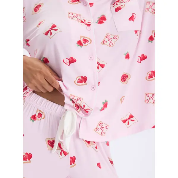 Strawberry toast modal long pyjama set
