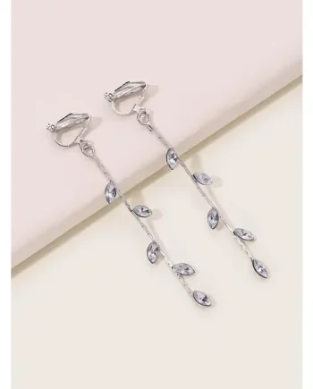 Zirconia Decor Clip On Earrings