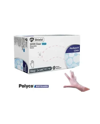 Shield Clear Vinyl Powder Free Disposable Gloves - Box of 100