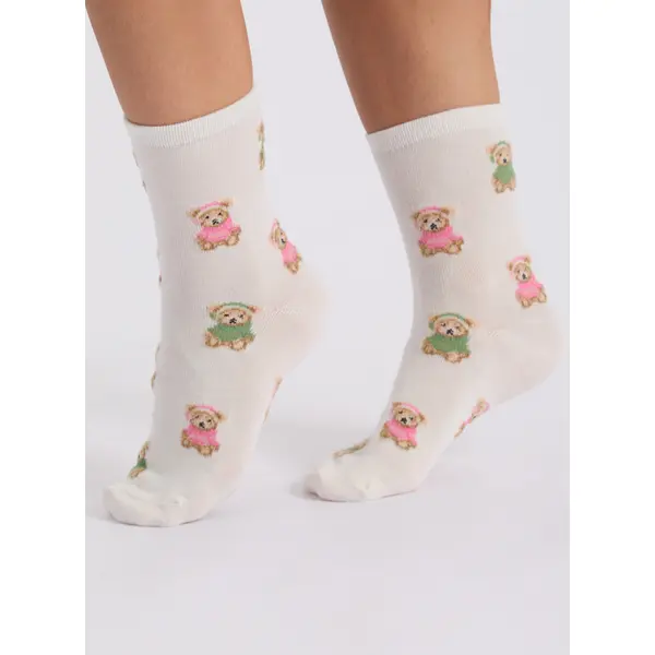 Fluffy teddy bear midi socks
