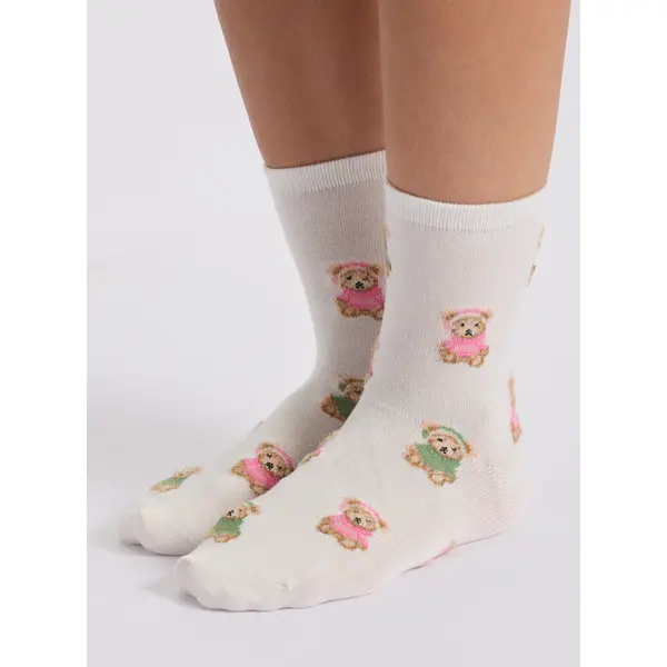 Fluffy teddy bear midi socks
