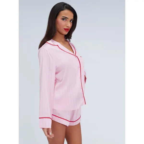 Striped satin short pyjama set