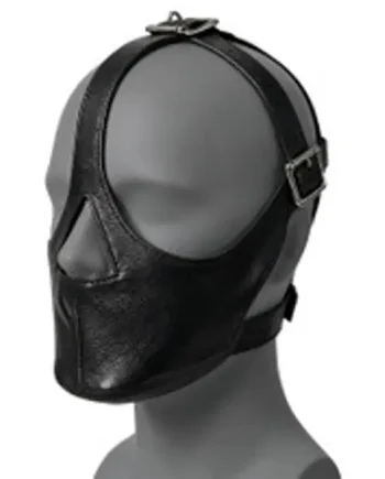 Sentinel Leather Muzzle Mask with Integrated Collar